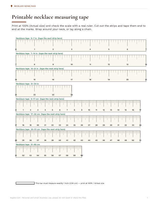 Preview of Printable Necklace Measuring Tape